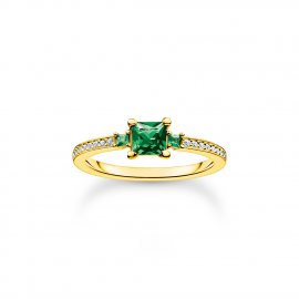 Ring mit grünen und weißen Steinen gold