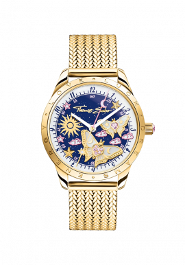 Damenuhr mit Schmetterlingen goldfarben