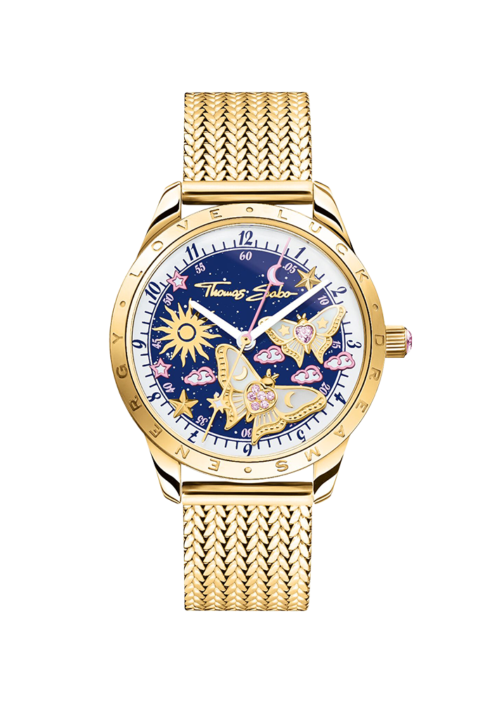 Damenuhr mit Schmetterlingen goldfarben