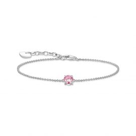 Armband mit pinkfarbenem Zirkonia-Anhänger Silber