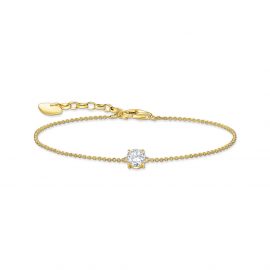 Armband mit weißem Zirkonia-Anhänger vergoldet