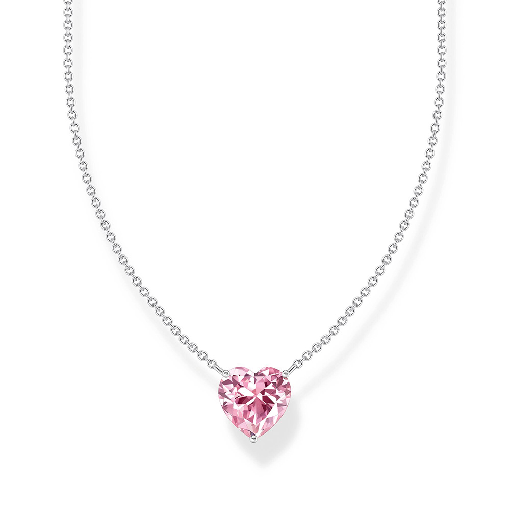 Kette mit pinkfarbenem Herz-Anhänger Silber
