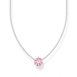Kette mit pinkfarbenem Zirkonia-Anhänger Silber