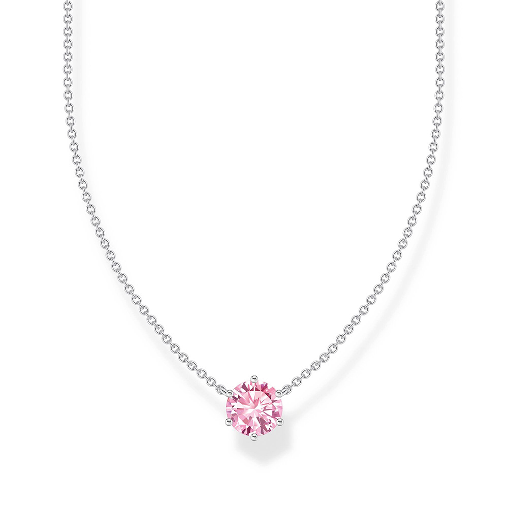 Kette mit pinkfarbenem Zirkonia-Anhänger Silber