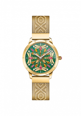 Damenuhr Kaleidoskop Libelle gold grün