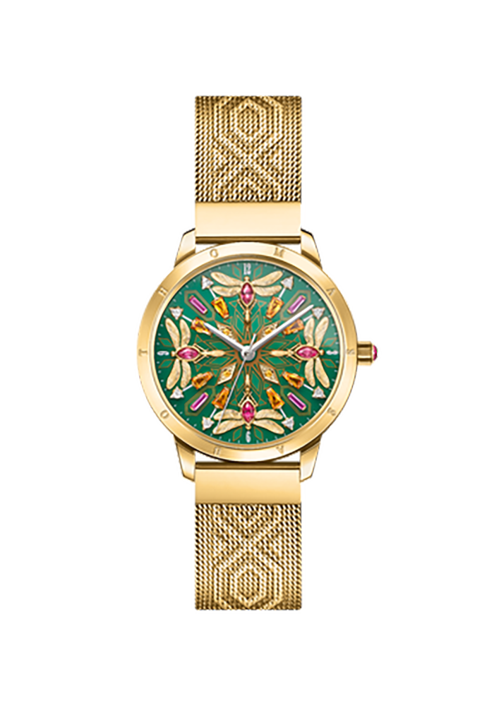 Damenuhr Kaleidoskop Libelle gold grün