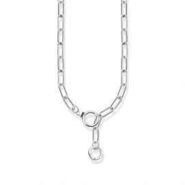 Kette mit steinbesetztem Ringverschluss Silber geschwärzt
