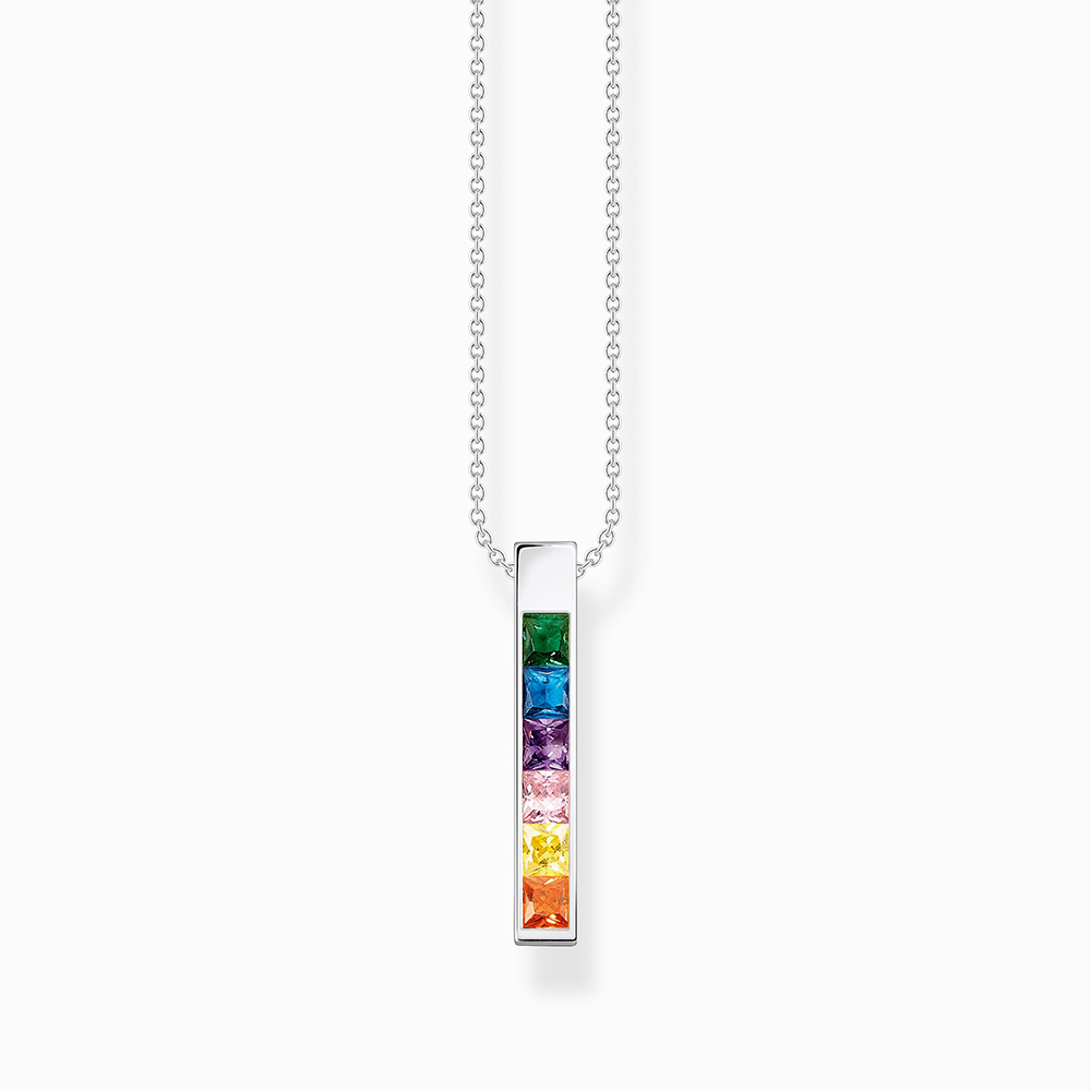 Kette mit bunten Steinen Silber