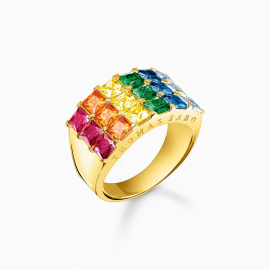 Ring bunte Steine Pavé gold