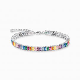 Tennisarmband mit bunten Steinen Silber