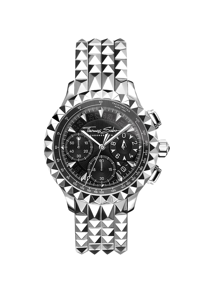Herrenuhr Rebel at Heart Chronograph silber schwarz