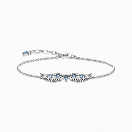 Armband Phönix-Flügel mit blauen Steinen silber
