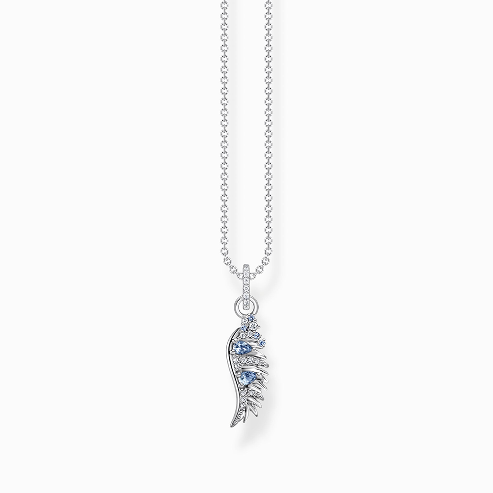 Kette Phönix-Flügel mit blauen Steinen silber