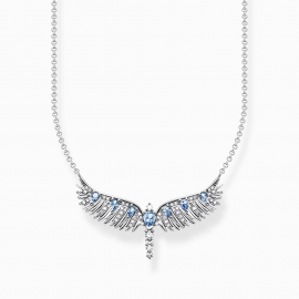 Kette Phönix-Flügel mit blauen Steinen silber