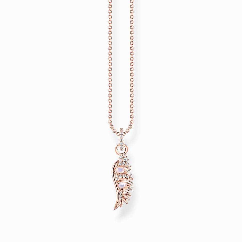Kette Phönix-Flügel mit rosa Steinen roségold