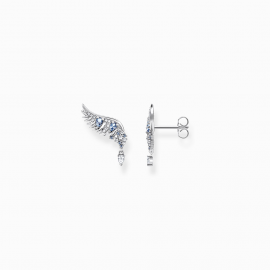 Ohrstecker Phönix-Flügel mit blauen Steinen silber