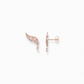 Ohrstecker Phönix-Flügel mit rosa Steinen roségold