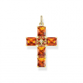 Anhänger Kreuz orange Steine