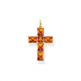 Anhänger Kreuz orange Steine