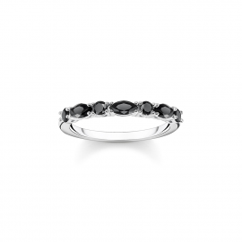 Ring schwarze Steine silber
