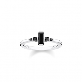 Ring Stein Baguette-Schliff schwarz
