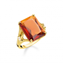 Ring Stein orange groß mit Stern