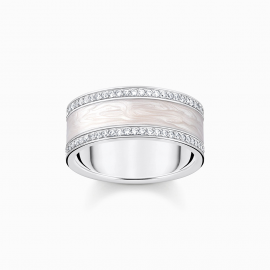 Ring weiß mit Steinen Silber