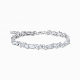 Tennisarmband mit 31 weißen Steinen Silber