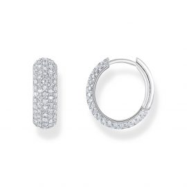 Creolen mit weißem Zirkonia-Pavé Silber