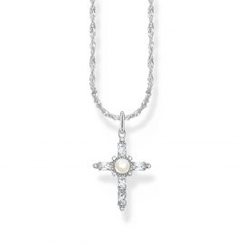 Kette mit weißem Kreuzanhänger Cross Romance Silber