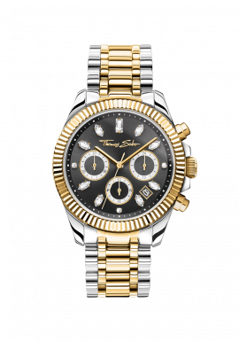 Uhr Divine Chrono mit Zifferblatt in Schwarz gelbgoldfarben