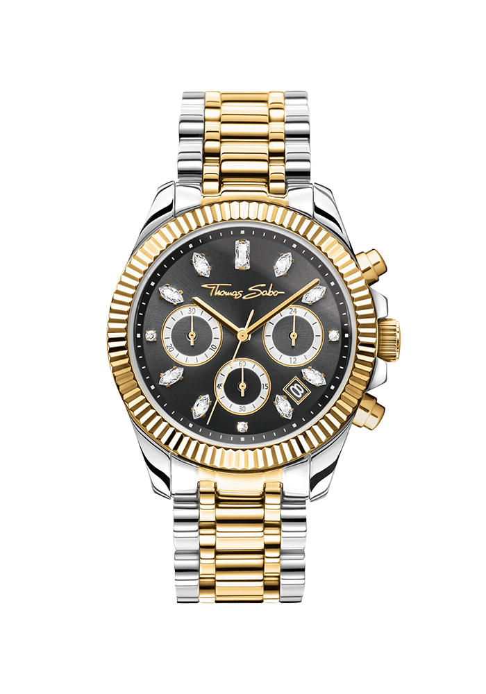 Uhr Divine Chrono mit Zifferblatt in Schwarz gelbgoldfarben