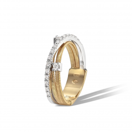 Goa Dreireihiger Ring aus Gold mit Diamanten