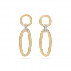 Jaipur Link Ovale Hängeohrringe aus Gold mit Haken aus Diamanten