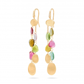 Lunaria Color 18K Gelbgold mehrreihige Turmalin Ohrringe mit Diamanten