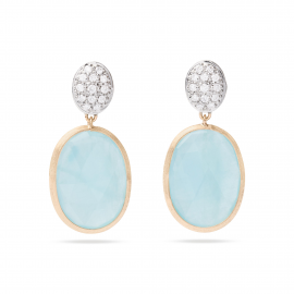 Siviglia Doppelter Ohrring aus Gold mit Diamanten und Aquamarin