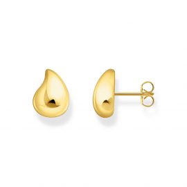Tropfen-Ohrstecker mit organischer Form vergoldet