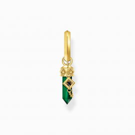Einzel-Creole mit grünem Malachit-Anhänger vergoldet
