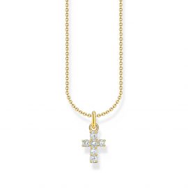 Kette mit weißem Kreuz-Anhänger vergoldet