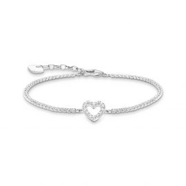 Tennisarmband Herz mit weißen Steinen Silber