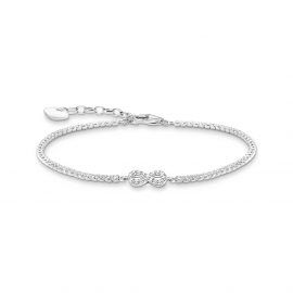 Tennisarmband Infinity mit weißen Steinen Silber