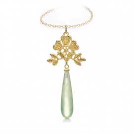 Anhänger Aida in Silber vergoldet mit Prehnit-Pampel