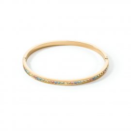 Armreif Edelstahl & Kristalle slim gold multicolor pastell