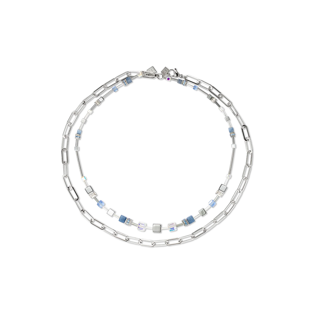 GeoCUBE® Fusion Chain Halskette silber-blau
