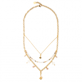 Halskette Boho Süsswasserperlen gold weiß