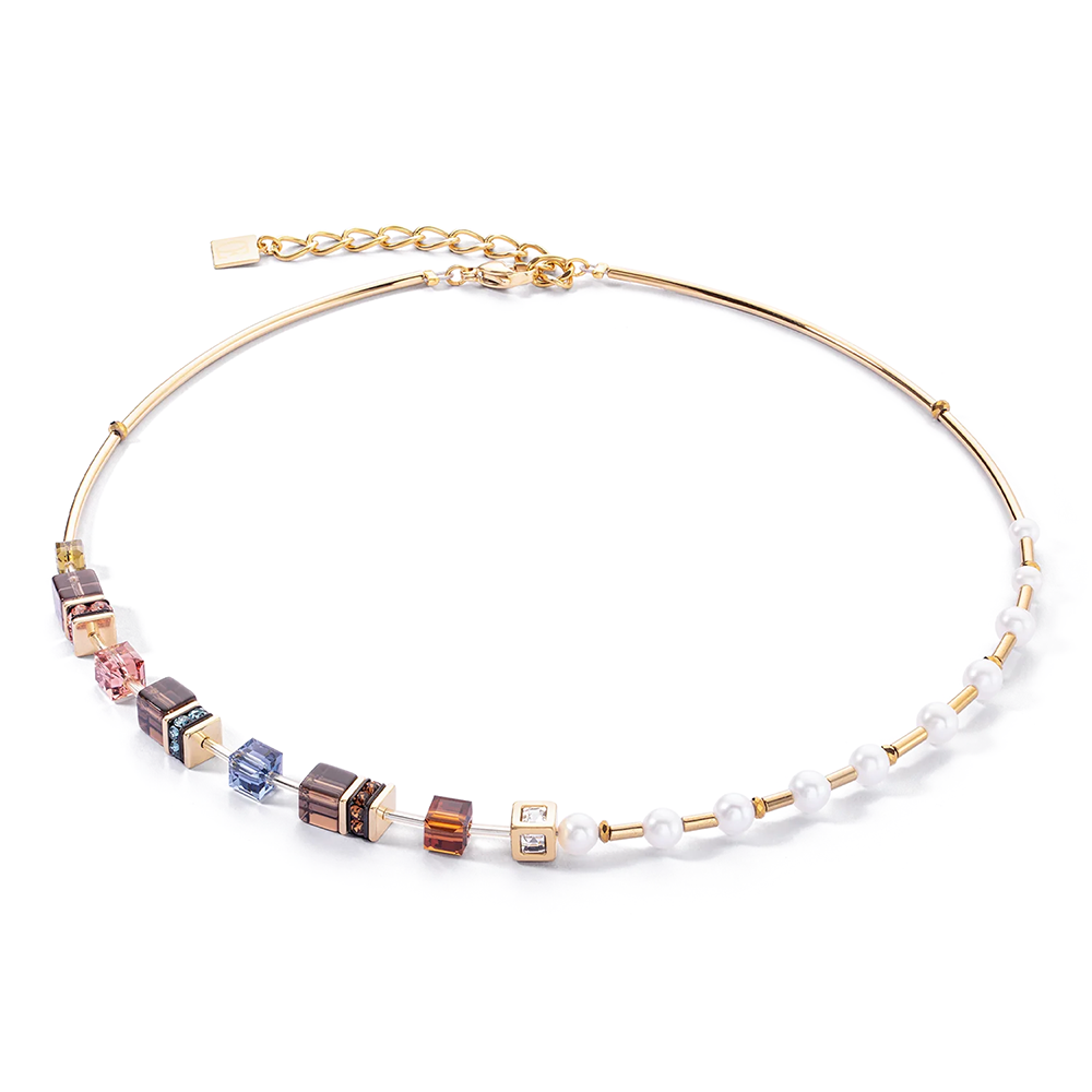 Halskette GeoCUBE® Fusion Precious Pearl Mix gold-autumn