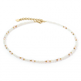 Halskette Romantic Süßwasserperlen & Rosenquarz gold