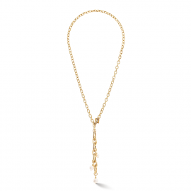 Halskette Y Navette Süßwasserperlen gold