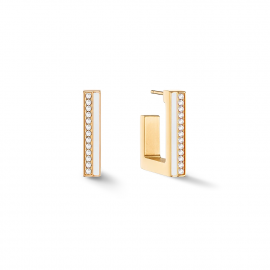 Ohrringe Creole Square Stripes 20 gold-weiß
