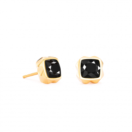 Ohrringe Spikes Square Onyx gold-schwarz